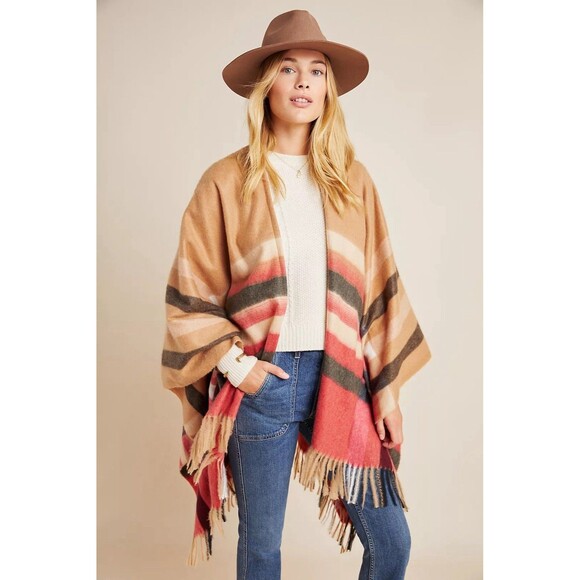 Woolrich Cozy Blanket Wrap Buffalo Plaid Shawl Women’s One Size Tan Red Black - Picture 1 of 10